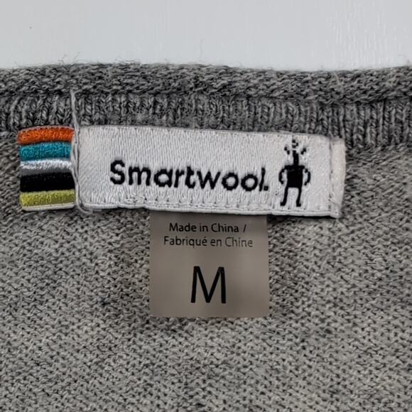 Smartwool Akamina Crew Neck Sweater Women’s M Gray Pocket Stripe Merino Wool - Picture 3 of 15